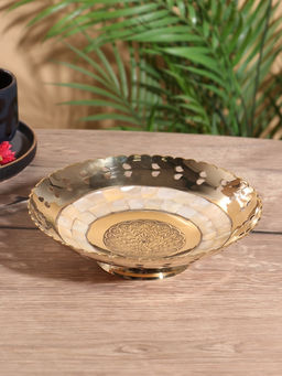 Цена за 2 шт. Блюдо сервировочное «Жар-Птица», 19.5×19.5×5.5 см, латунь с перламутром