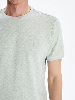 Bisiklet Yaka Merserize Bask?l? Erkek Ti??rt