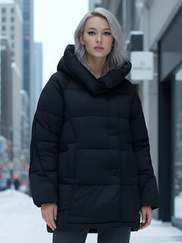 Куртка зимняя женская с капюшоном модная черного цвета 7651Ch - Visdeer фото 18