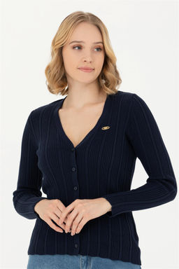 Женский темно-синий базовый трикотажный кардиган - U.s. polo assn фото 9