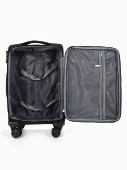 Чемодан 20",Текст,36*25*58,отд на молнии,1 нар/карм, увелич,код замок,4 колеса, черный