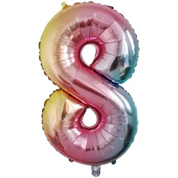 Цена за 4 шт. Шар фольгированный 81 см Цифра 8 (радуга)