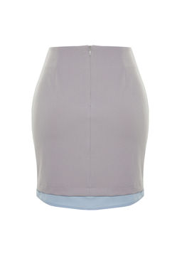 TRENDYOLMILLA Gri Etek Ucu Detayl? Mini Boy Dokuma Etek TWOSS24ET00092