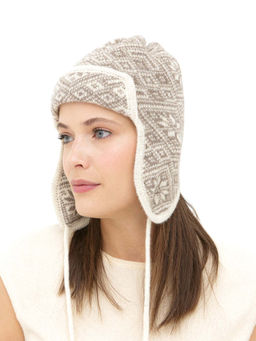 Ушанка из шерсти 5W11022 бежевый/какао