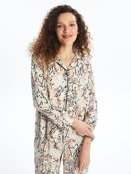 G?mlek Yaka Desenli Kad?n Pijama Tak?m?