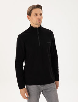 Siyah Regular Fit Yar_m Fermuarl_ Polar Sweatshirt - Pierre cardin фото 3