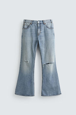 JEANS FLARE FIT ROTOS / Azul claro - Zara фото 7