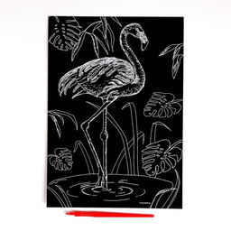 Гравюра Фламинго с металлическим эффектом золото А4 - Школа талантов фото 2