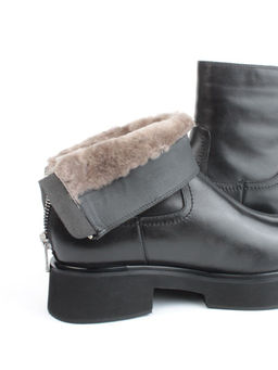 04-HJM396 BLACK Ботинки зимние женские (натуральная кожа, натуральный мех)