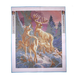 Алмазная мозаика на новый год с полным заполнением на холсте «Олени», 40×50 см, набор для творчества
