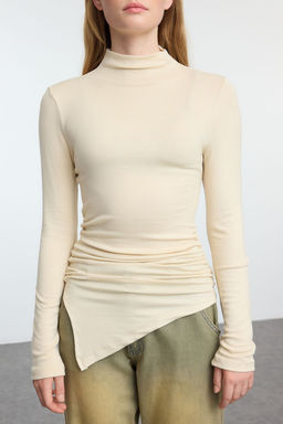 Tas Fitted Buzgu/Drape Detayl? Dik Yaka Orme Bluz TWOAW25BZ00145