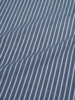 Вареный (стираный) хлопок "Белая полоска (2мм) на темно-синем меланже", ш.2.5м, хл-100%, 125гр/м.кв