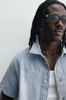 CAMISA BOXY FIT DENIM LIGERO / Azul claro - Zara фото 6