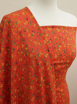 Штапель Премиум Цветочная грация цв.оранжево-красный, ш.1.45м, вискоза-100%, 120гр/м.кв - Купава фото 10