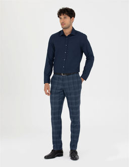 Lacivert Slim Fit Uzun Kollu G_mlek