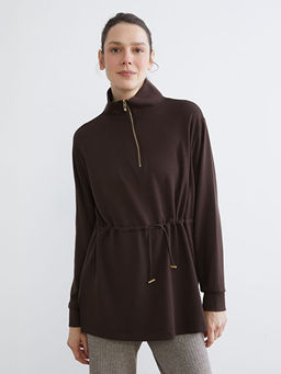 Dik Yaka Oversize Kad?n Sweatshirt Tunik