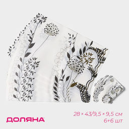 Набор салфеток сервировочных Доляна Укроп, 6+6 шт (2843, 9,59,5 см), цвет белый  фото 8