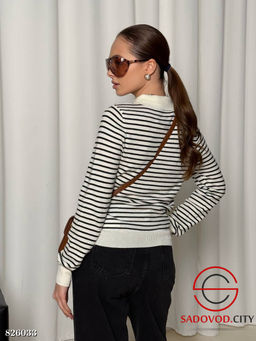 Джемпер поло женский в полоску