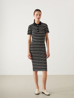 G?mlek Yaka ?izgili Elbise