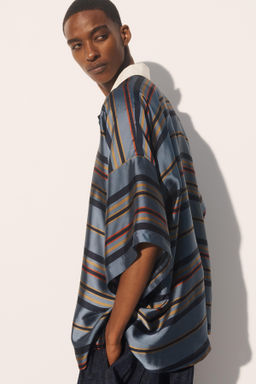 CAMISA POLO BOXY FIT CUPRO - SEDA / Marino - Zara фото 3