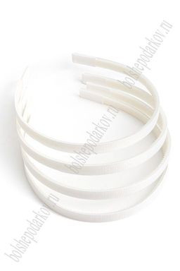 Ободки 1 см, пластик. с репсовой тканью (20 шт) SF-1466, белый №001