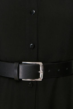 TRENDYOLMILLA Siyah Kemerli Midi Dokuma Gomlek Elbise TWOAW21EL1428  фото 16