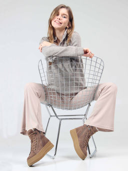 Ботинки 216.warmbr. капучино замша/Байка