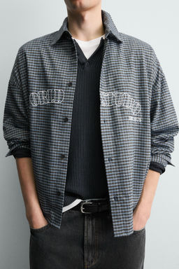 EMBROIDERED CHECK SHIRT - Zara фото 6