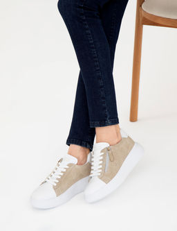 Bej Deri Sneaker