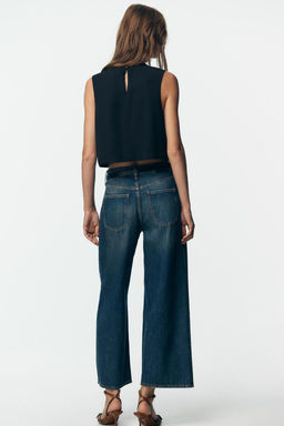 Z1975 HIGH-WAIST BELTED CULOTTES JEANS - Zara фото 7