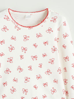 Bisiklet Yaka Fiyonk Desenli K?z ?ocuk Ti??rt