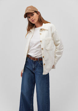 Beyaz Kadife Gomlek - Mavi фото 2