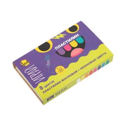 Лео Играй Пластилин восковой. Неоновые цвета LPMCF-0108 96 г ( в картонной упаковке ) 8 цв