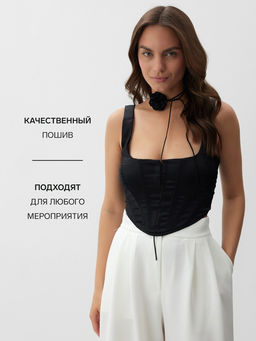 Корсет женский атласный MIST, размер 42 (S), чёрный