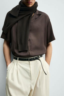 CAMISA SATINADA RELAXED FIT / Marr?n - Zara фото 6