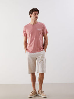 Bisiklet Yaka K?sa Kollu Bask?l? Penye Erkek Ti??rt