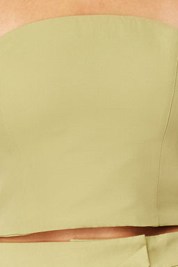 Haki Premium Crop Straplez Dokuma Bluz TWOSS24BZ00242 - Trendyolmilla фото 6