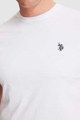 Erkek Beyaz Regular Fit Bisiklet Yaka Basic Ti__rt