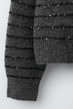 STRIPED SEQUIN KNIT SWEATER - Zara фото 4