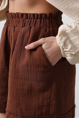 TRENDYOLMILLA Kahverengi Beli Lastikli Mini Sort & Bermuda TWOSS25SR00037  фото 5