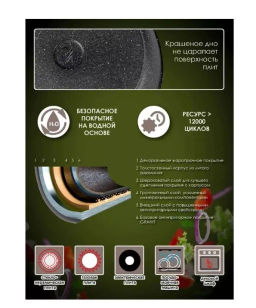 Сковорода 18см АП Гранит star со съемной ручкой арт.018803 - Мечта фото 5