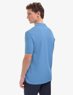 Koyu Mavi Regular Fit %100 Pamuk K_vr_lmaz Polo Yaka Basic Ti__rt