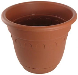 Цена за 4 шт. Горшок для цветов пластиковый 0,9л d-14см "Колывань" с поддоном терракотовый С92Т