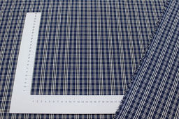 Пестрядь этнографическая под домоткань Белая клетка на темно-синем, ш.1.6м, хлопок-100% - Купава фото 5