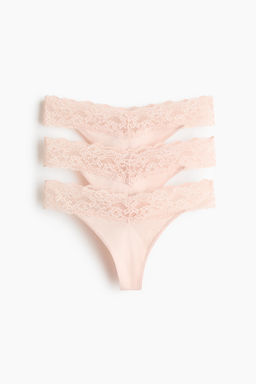 Pack de 3 bragas thong de microfibra y encaje