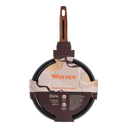 51472 WERNER Сковорода блинная DONO 28,0x2,5 см с индукционным дном, с двухслойным мраморным антипригарным покрытием Pfluon, бакелитовая ручка с покрытием Soft Touch. Материал: литой алюминий. Толщина  фото 6