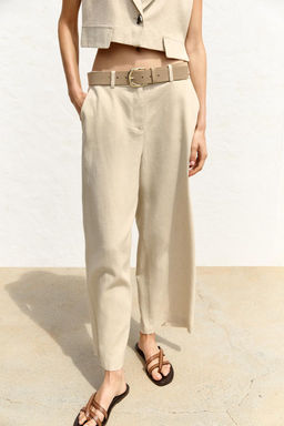 LINEN BLEND CULOTTES WITH BELT - Zara фото 2