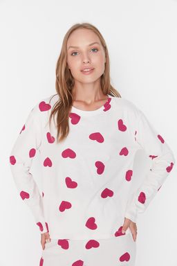 Ekru %100 Pamuklu Kalpli Orme Pijama Tak?m? THMAW21PT0566