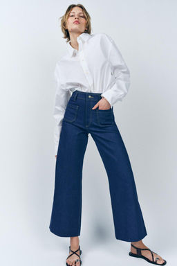 ZW COLLECTION HIGH-WAIST WIDE-LEG JEANS WITH POCKETS