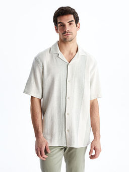 Regular Fit K?sa Kollu ?izgili Erkek G?mlek